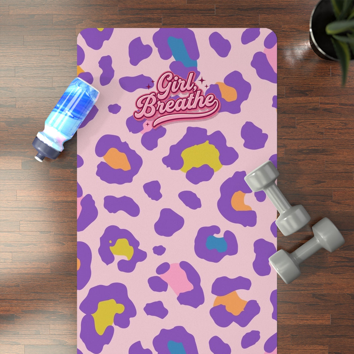 Yoga Barbie Leopard Print Pink Rubber Yoga Mat — Colorful Animal Print Fitness Mat for Women & Teens