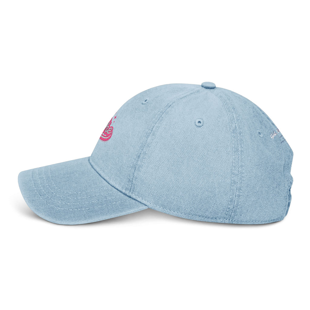 "Girl, Breathe" Pink Script — Embroidered Denim Dad Hat